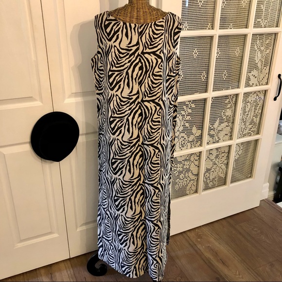 Unique Zebra Print , Heavy Raw Linen Dres, Sz M - Picture 6 of 12